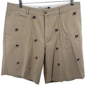 Campus Chinos Men's Tan Georgia Bulldog Embroidered Shorts Size 42 100% Cotton